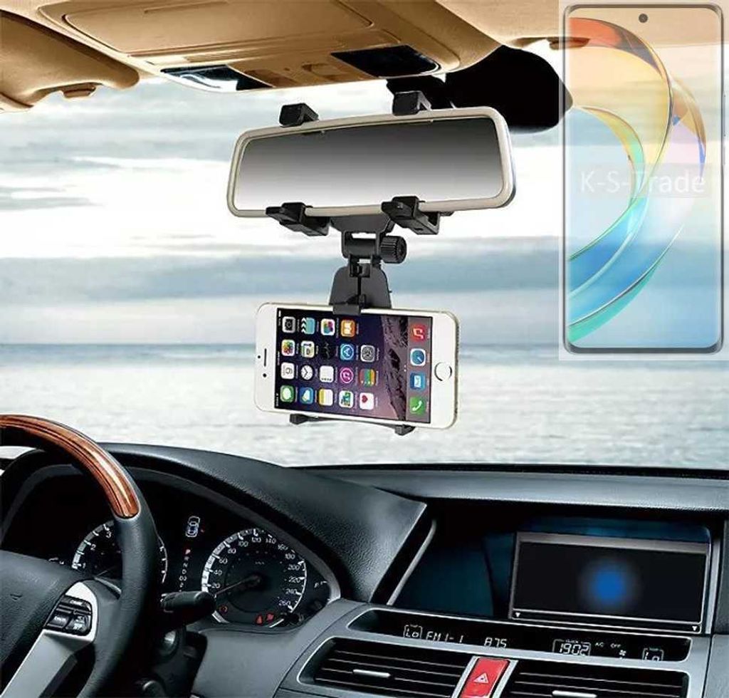 K-S-Trade Smartphone Halterung kompatibel mit Honor X9b Rückspiegel Halterung schwarz Auto Halterung KFZ Halter