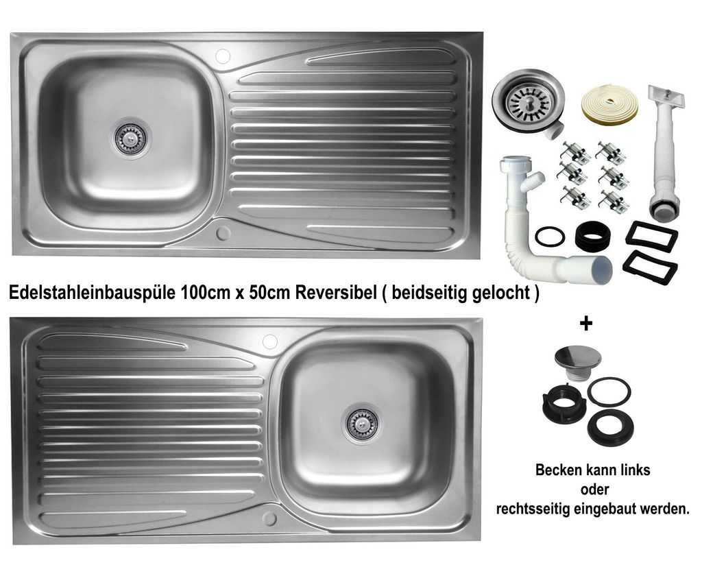 Edelstahlspüle Einbauspüle Küchenspüle Spülbecken 1,5 Becken Waschbecken Spüle 