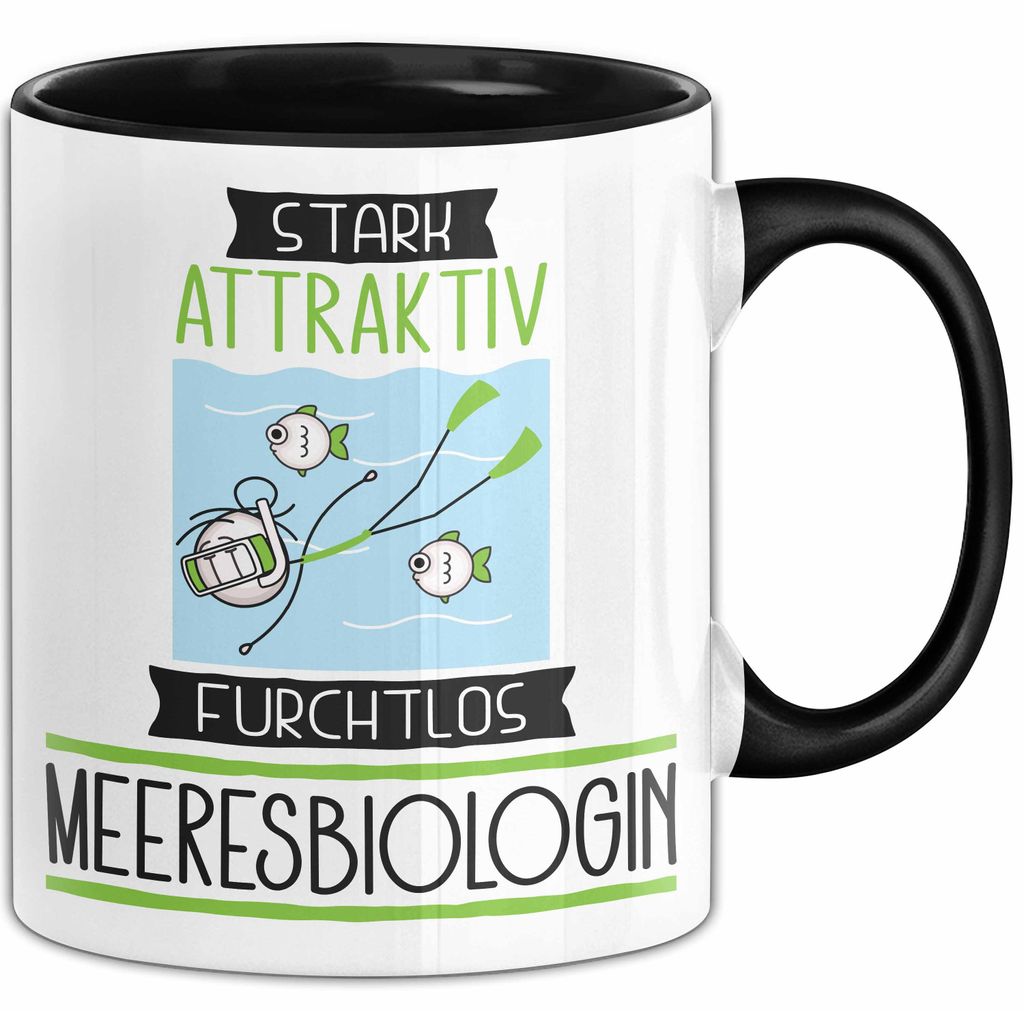 Meeresbiologin Tasse Geschenk Becher Stark Attraktiv Furchtlos Meeresbiologin Lustige Geschenkidee (Schwarz)