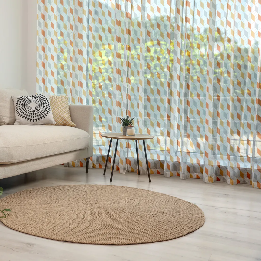 ABAKUHAUS Arazzo geometrico, motivo continuo con forme concave astratte e triangoli, tessuto satinato setoso per soggiorno e camera da letto, 210 cm x 274 cm, grigio antracite e bianco