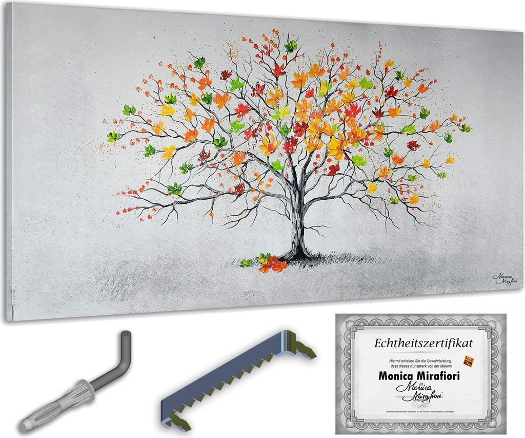 Monica Mirafiori I 100% HANDGEMALT I Gemälde "Bunter Baum" 100x50cm | Gemälde Handgemalt | Acrylgemälde | Sehr Großes Acrylbild I Moderne Kunst...