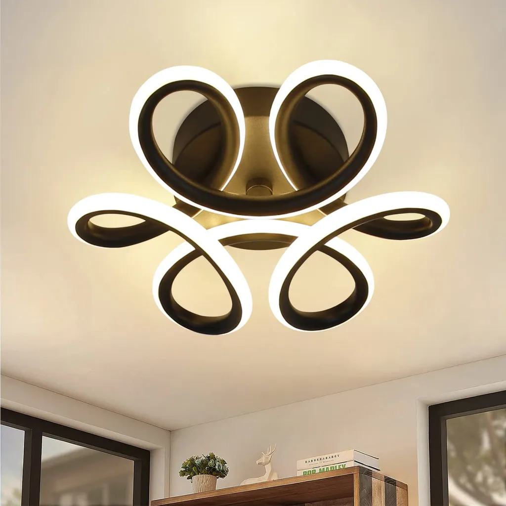 ZMH lampada da soffitto Plafoniera a LED nera 26W lampada da cucina lampada da camera bianco caldo 3000K lampada di design geometrico per corridoio soggiorno cucina studio