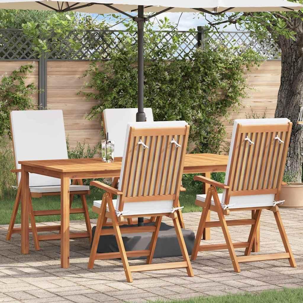 Garten-Liegestühle mit Kissen 4 Stk. Massivholz Teak, Gartenstühle Design Möbel Neu