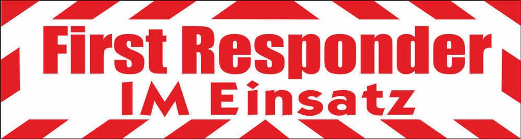 INDIGOS UG - Magnetschild "First Responder im Einsatz" mit Rahmen 30 x 8 cm - Magnetfolie für Auto / LKW / Truck / Baustelle / Firma