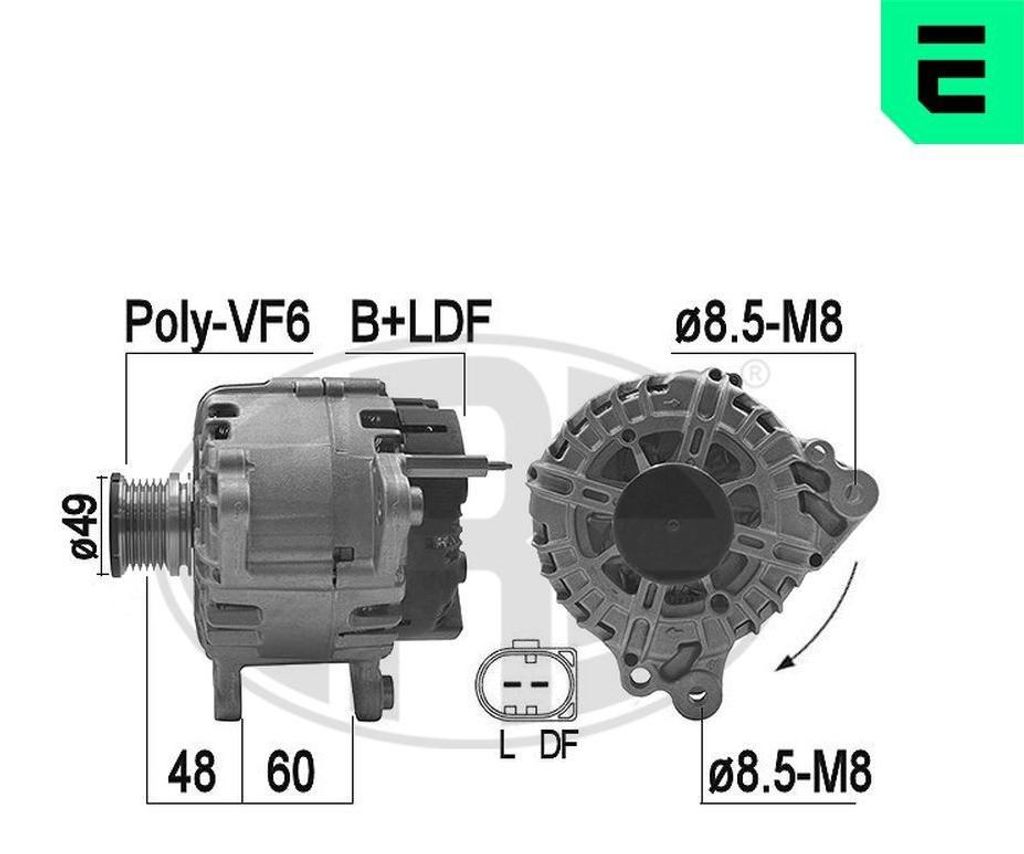 ERA 209200A Lichtmaschine Generator LiMa 180A 14V für VW Passat Variant (3C5) Transporter V Bus (7HB, 7HJ, 7EB, 7EJ, 7EF, 7EG, 7HF, 7EC) Multivan V