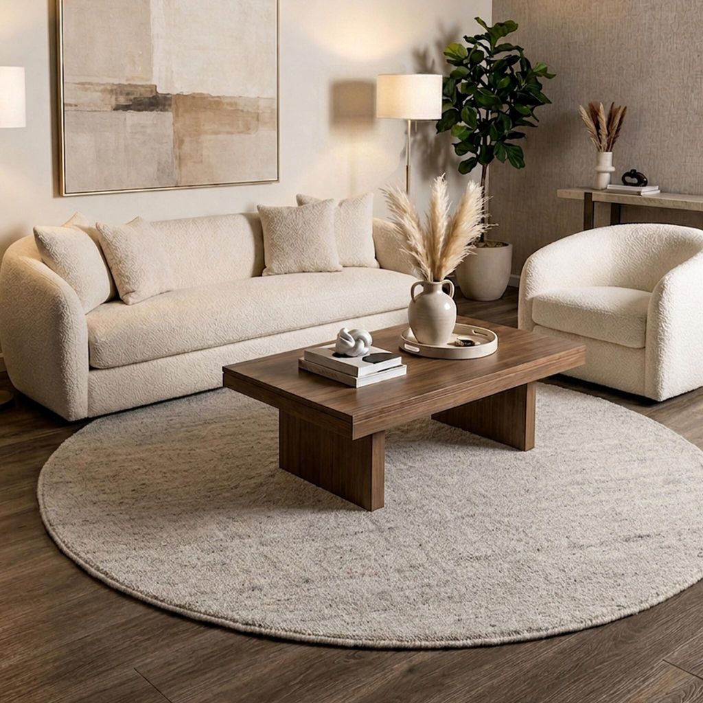 Volero - Berberteppich Rund - Aicha Grau - Ø 120 cm - Wohnzimmer, Esszimmer, Schlafzimmer - Boho, Industrielle, Ländlich, Modern, Skandinavisch