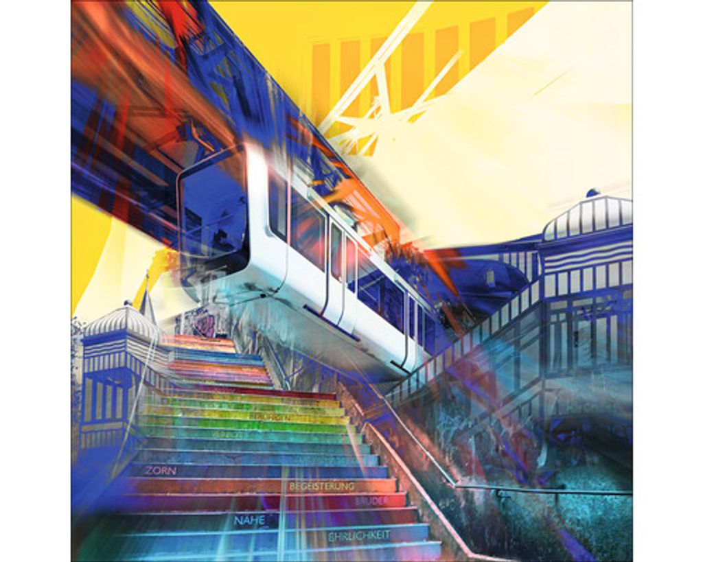 Glasbild Wuppertal Schwebebahn II 20x20 cm