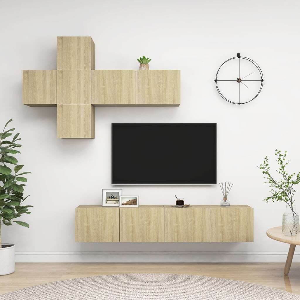 Eleganten-Stil 7-tlg. TV-Schrank-Set Sonoma-Eiche Holzwerkstoff - TV-Schränke Hommie9286928 4parcel
