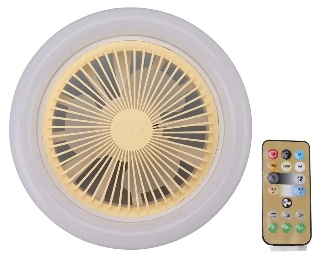 Ventilateur de plafond LED E27 silencieux avec télécommande 30W Jaune