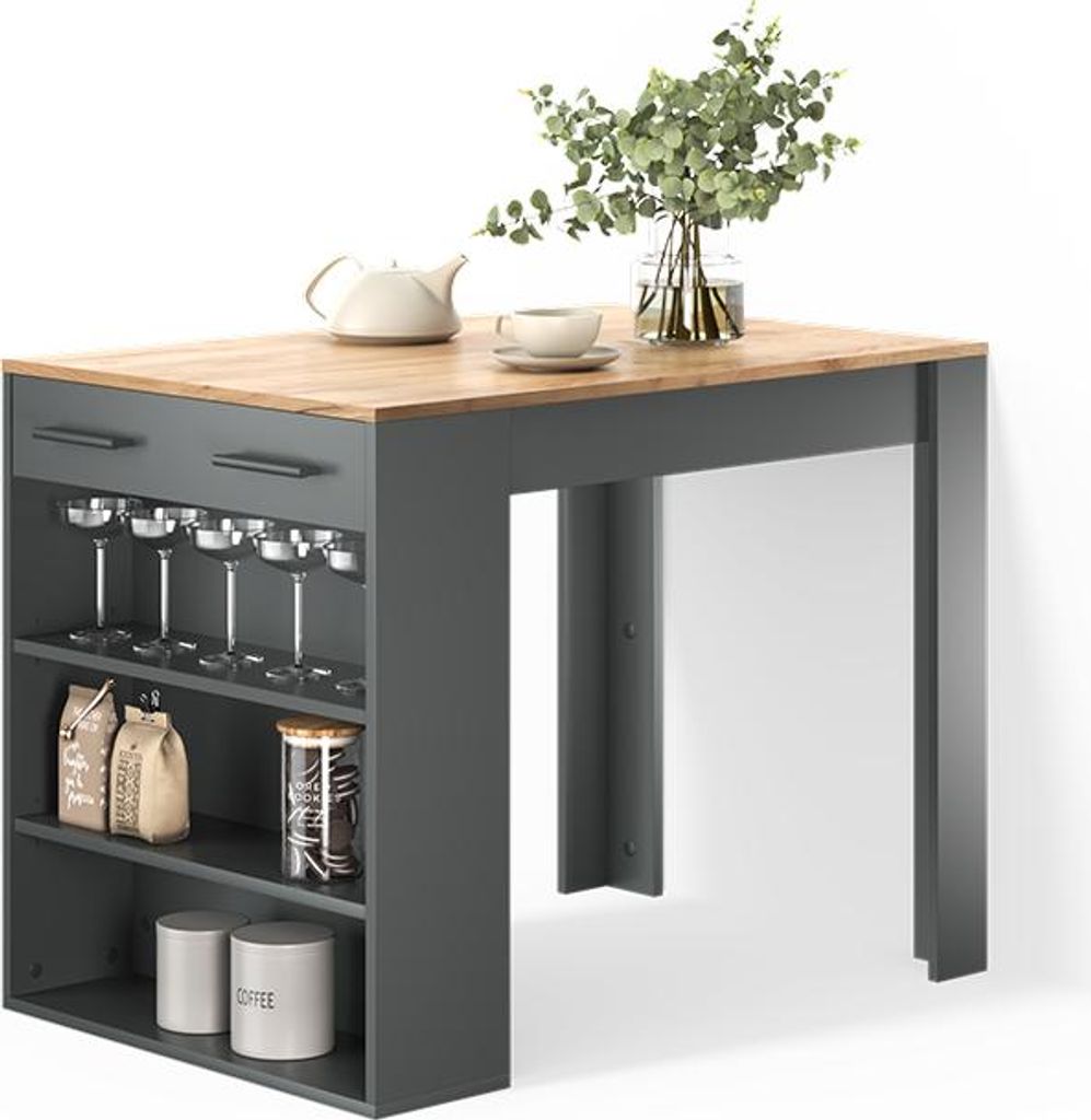 Esstisch Livinity Regusa Anthrazit/Goldkraft Eiche 67 x 100 cm, Model 55829