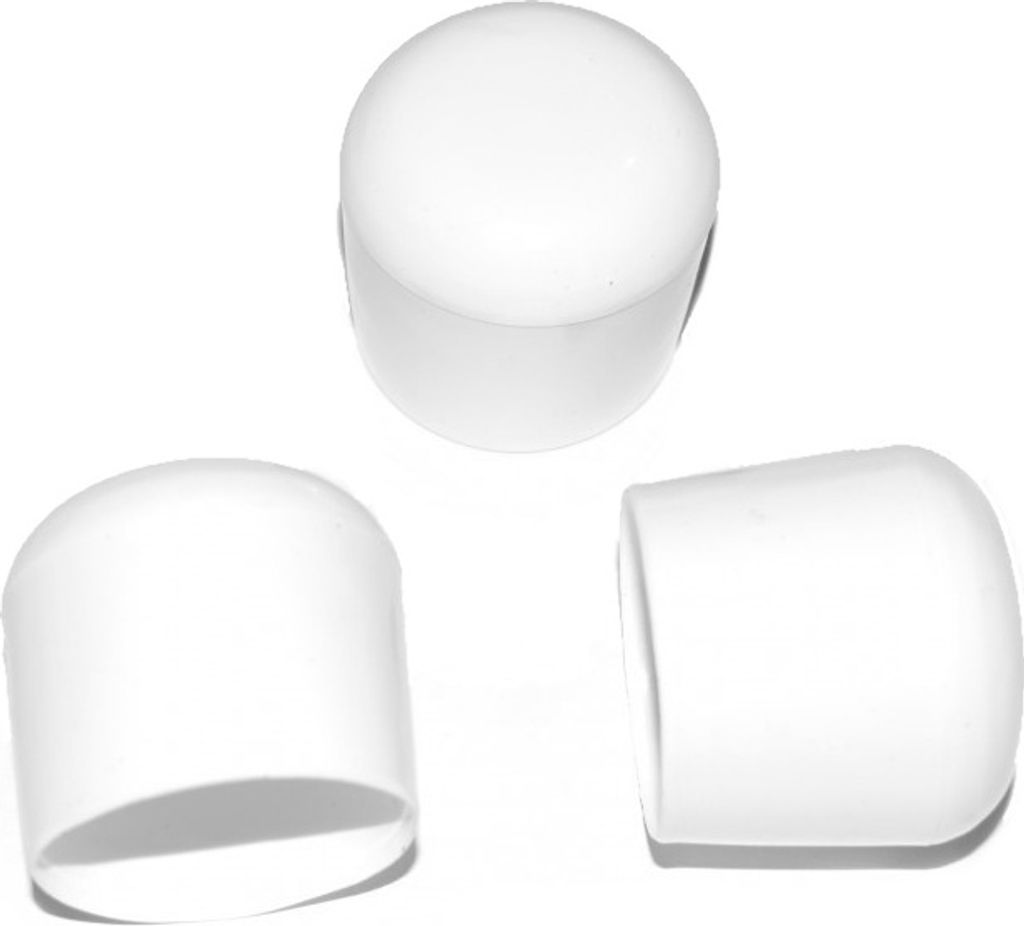 25 x Kappe für Rundrohr D=25 / 26 mm L= 24 mm weiss PVC