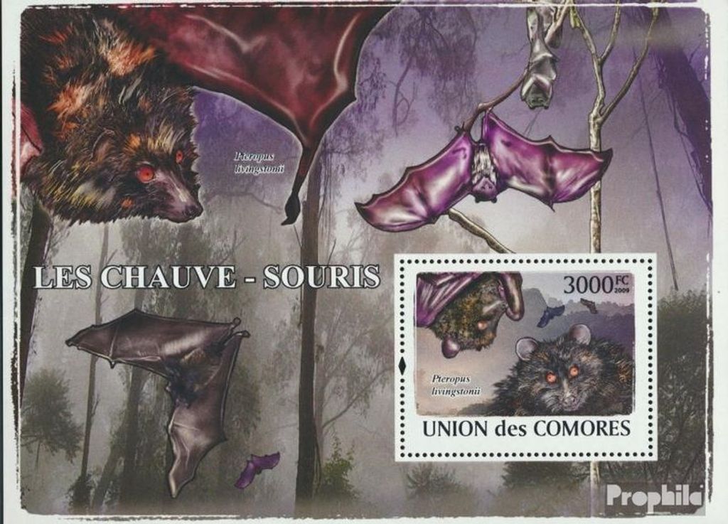 Briefmarken Komoren 2009 Mi Block 488 (kompl. Ausg.) postfrisch Fledermäuse