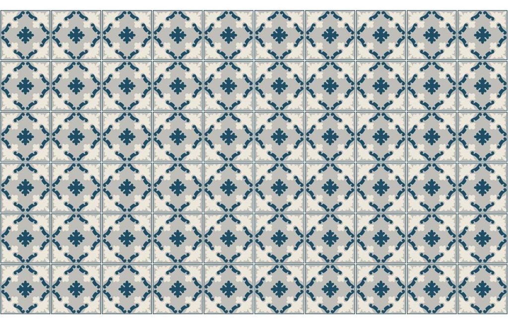 Selbstklebende Fliesenaufkleber für Küche und Bad – 60 Zementfliesenaufkleber (AZULEJOS DEA) – 60 Aufkleber 10x10cm
