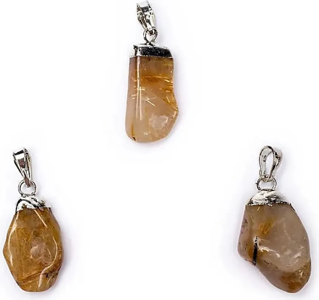 Pendentif en quartz rutilé avec capuchon percé de 1-2,5 cm - Lot de 5