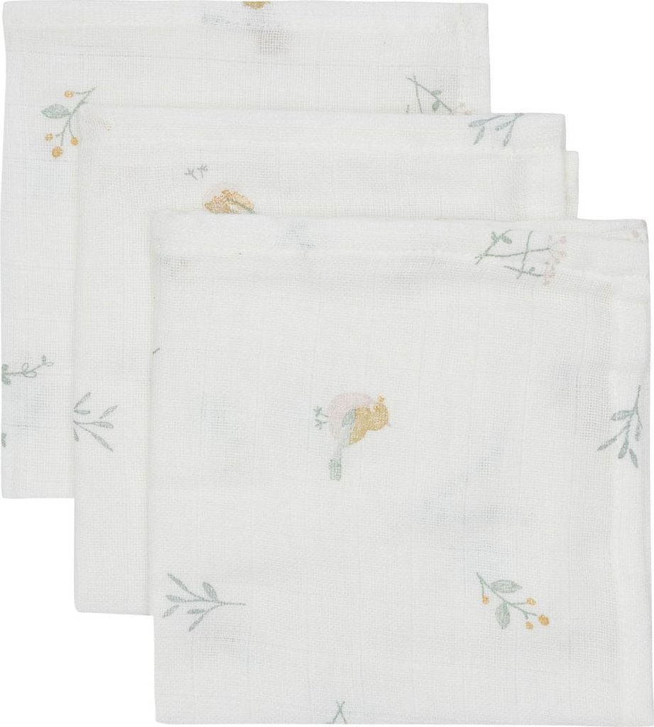 Jollein Lovely Birds Hydrophiles Mundtuch - 3 Pack - 31 x 31 cm | Jollein