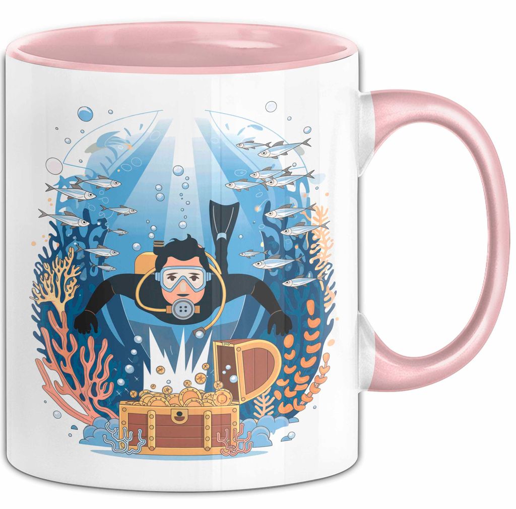 Taucher Tasse Geschenk Lustige Geschenkidee Spruch Für Ozean Abenteurer (Rosa)