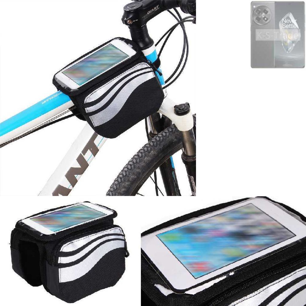 K-S-Trade Rahmentasche Fahrrad-Halterung kompatibel mit OnePlus Ace 3 Rahmenhalterung Fahrrad Handyhalterung Fahrradtasche Handy Smartphone Halterung