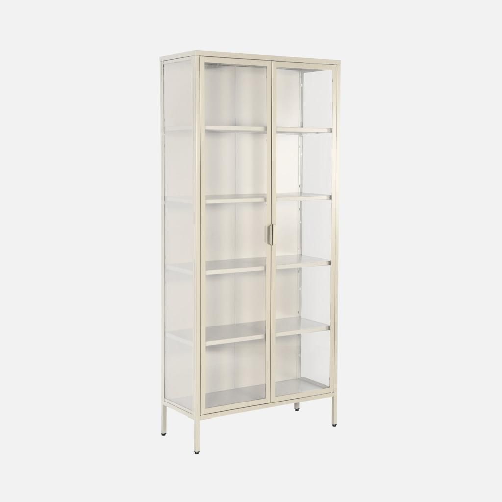 sweeek - Schrank aus Stahl und gehärtetem Glas, 2 Türen, Produktbild 