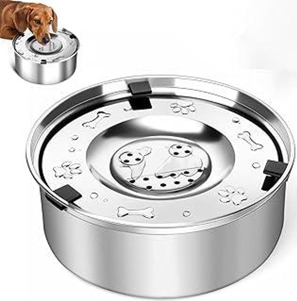 1L Edelstahl Trinknapf Hund Anti Schlabber, Wassernapf Hund Ohne Sabbern, Kein Auslaufen, Auslaufsicher, rutschfest, Wassernapf Schwimmender Napf f...