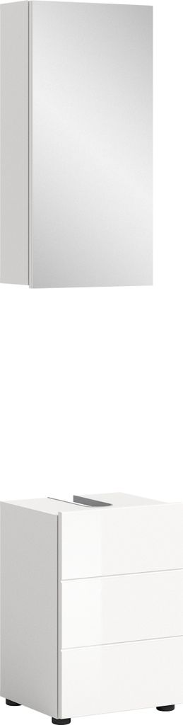 Badezimmer-Set >Vira< in Weiß Hochglanz - 38x190x34cm (BxHxT)
