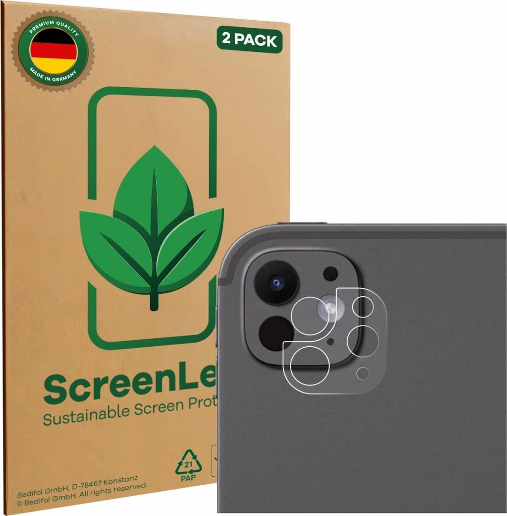 2x ScreenLeaf Schutzfolie für Apple iPad Pro 11" 2025 (NUR Kameraschutz) nachhaltiger Displayschutz Display Schutz Folie Klar Transparent