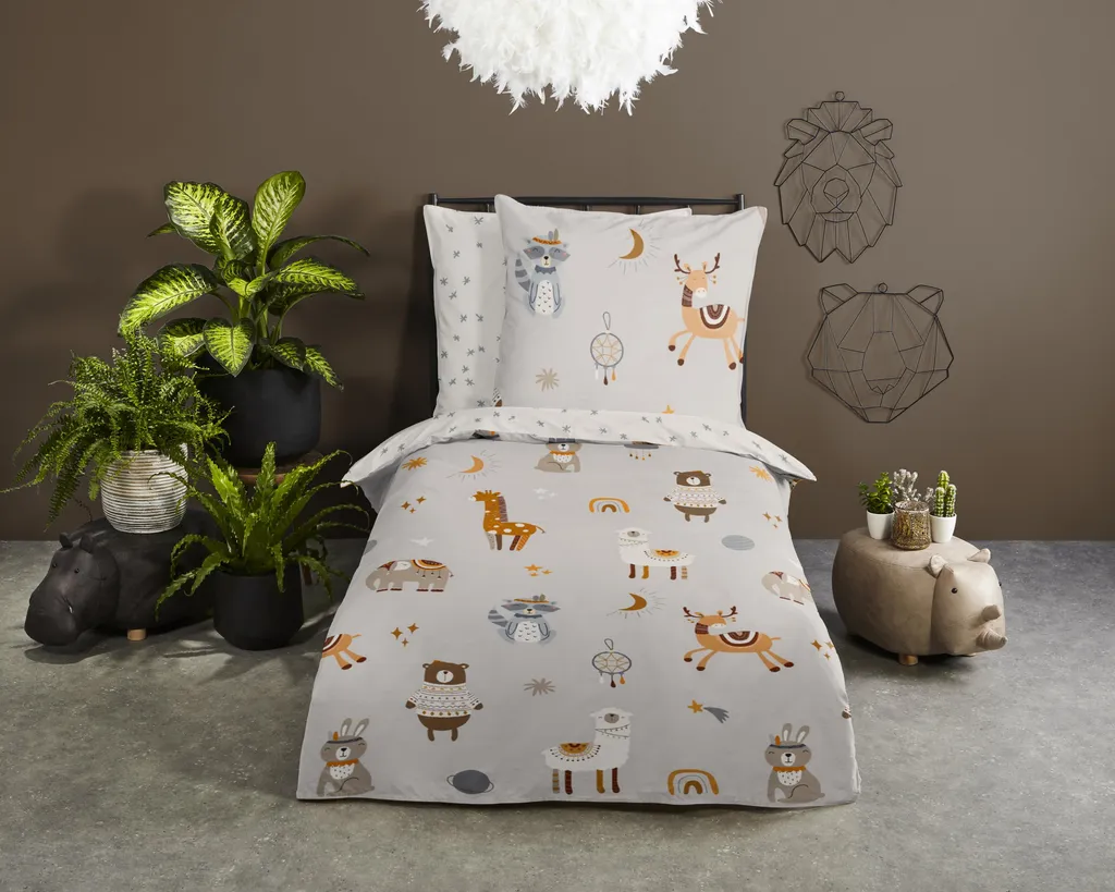 JLCZBT Set di biancheria da letto per bambini Dinosauri 135x200 cm, copripiumino con animali cartoon Dino, set di biancheria da letto adorabile con dinosauri per ragazzi adolescenti con federa (A-3