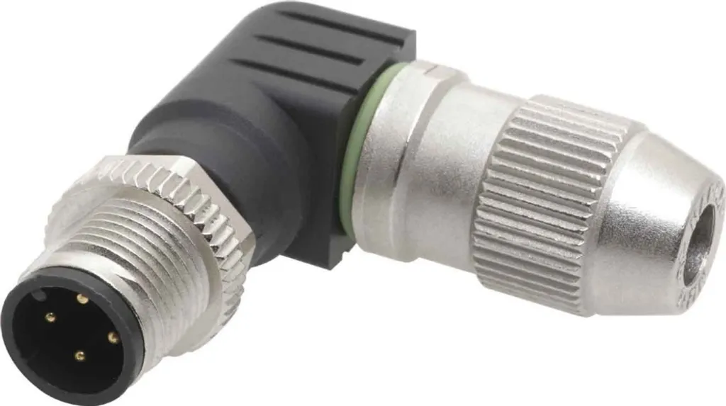 Fiche mâle M12 coudée 4 broches - Connecteur industriel Harting