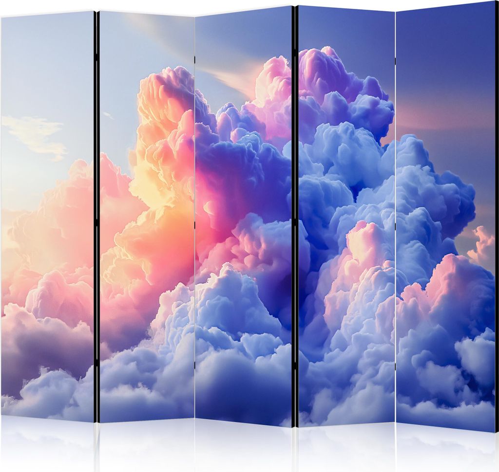 5-teiliger Doppelseitiger Vlies Paravent - Clouds Like Painted: Artistic Brushes of Dawn Painting the Sky 225x172 cm Muster b-H-10027-z-a
