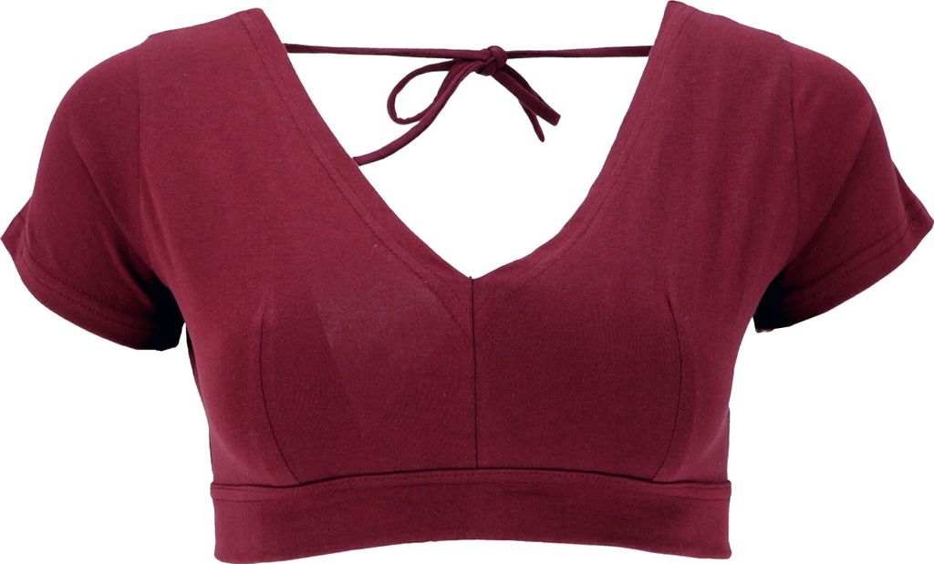 Choli Top, Bauchfreies Top Goa-chic - Bordeauxrot, Damen, Baumwolle,Elasthan, Größe: L