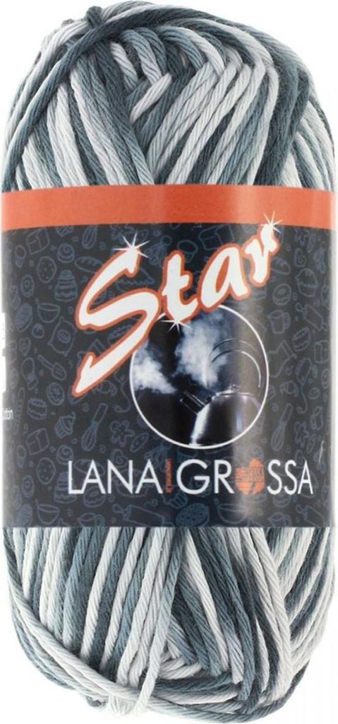 Lana Grossa Star Print 321 Silber-/Hell-/Dunkelgrau/Anthrazit 50g