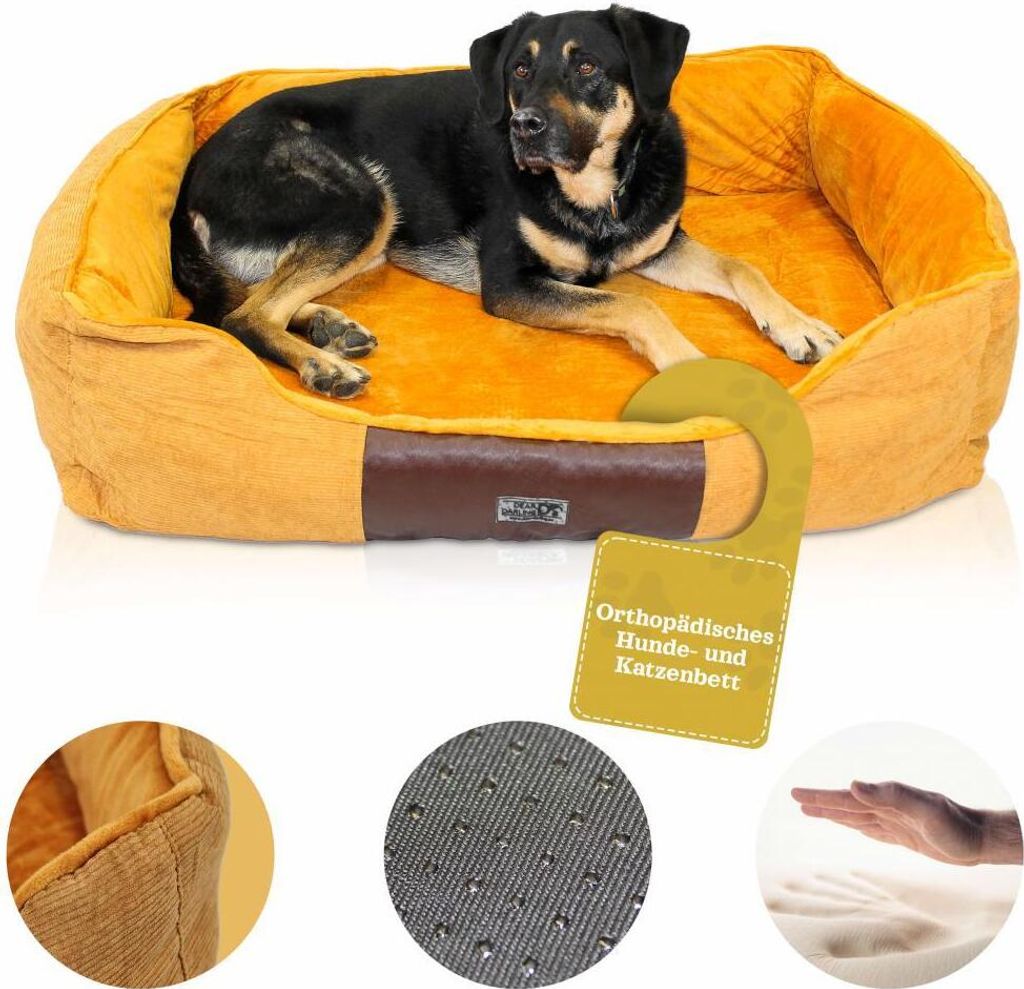 DEAR DARLING DD-04BRS Luxus Hundebett Katzenbett braun Gr. S 50x40cm mit Memoryschaum Matratze