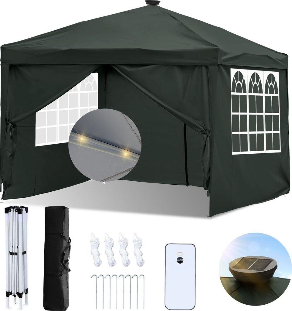 Faziango Pavillon 3x3m Faltpavillon mit 4 Seitenwänden Produktbild 