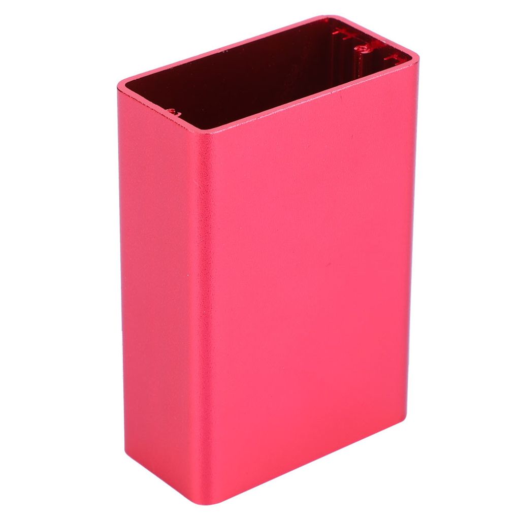 A red aluminum enclosure for electronic projects.