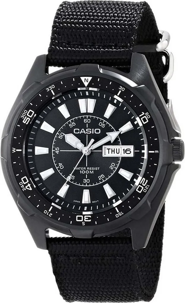 Casio AMW-110-1A Orologio Uomo Nero Acciaio | Stile Diver 45mm
