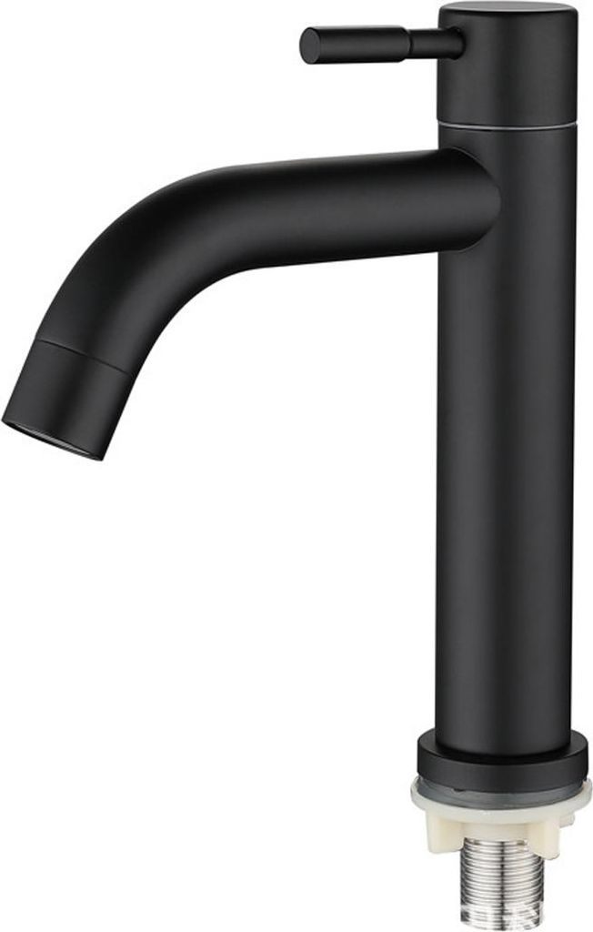 G1/2-Zoll-Edelstahl-Waschbecken-Einzelarmatur für Kaltwasser, schwarz, für Badezimmer und WC