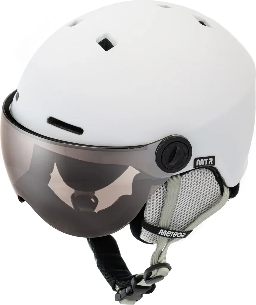 Casque de ski avec visière intégrée Meteor Falven blanc pour snowboard