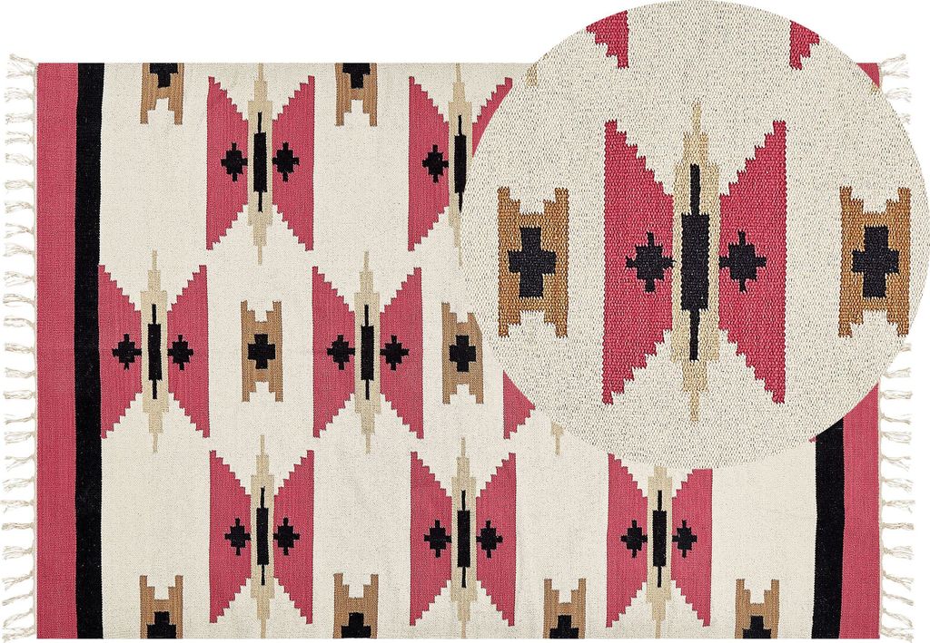 BELIANI Kelim-Teppich Mehrfarbig Baumwolle 160 x 230 cm mit Fransen Geometrischem Muster Handgewebt Zweiseitig Läufer Modern Wohnzimmer Schlafzimmer