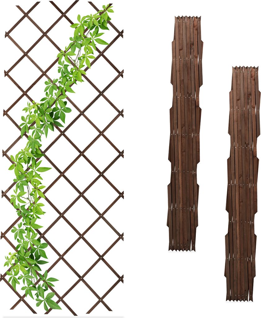 Treillis extensible Relaxdays, lot de 3, 180 x 90 cm, bois, Image du produit 