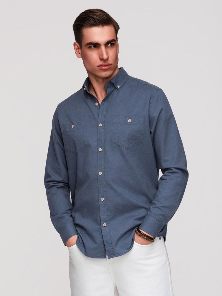 OMBRE Hemd V-3 leicht atmungsaktiv smart casual K706 dark blue M