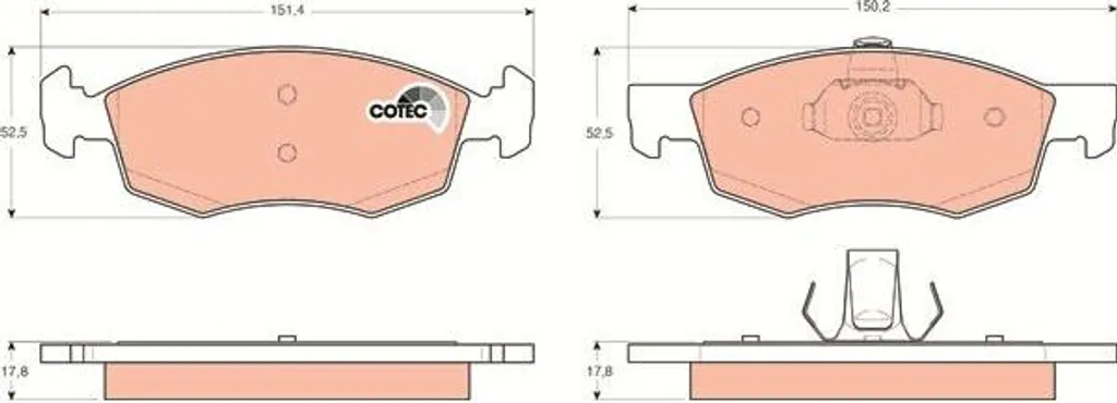 Plaquettes de Frein OE 77363496 TRW GDB1588 Haute Résistance Thermique