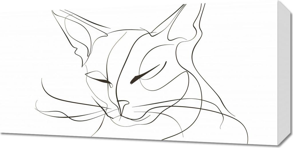 Bild 60x30cm Linientier Katze
