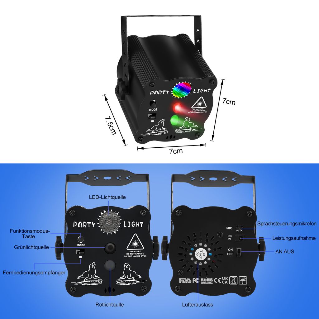 DJ disco pódiové párty svetlá - RGB LED stroboskopické Obrázok produktu 7