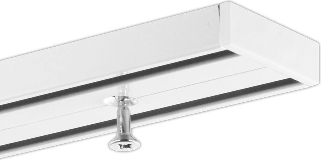 Gardineum - 2-läufige Gardinenschiene weiß Objekt vorgebohrt - 2 x 1.10 m + Verbinder