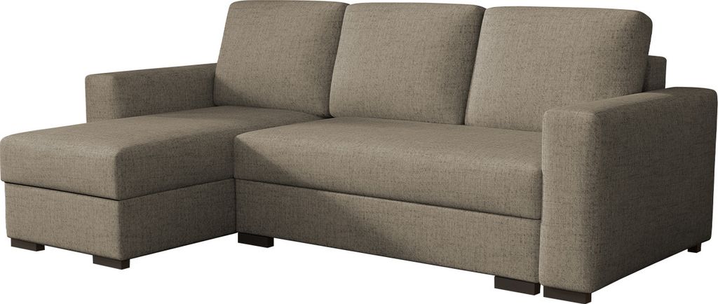 MIRJAN24 Ecksofa Latte mit zwei Bettkästen und Schlaffunktion, Seite universal, Holzfüße, Rückenlehne in Form beweglicher Kissen (Farbe: Neve 16)