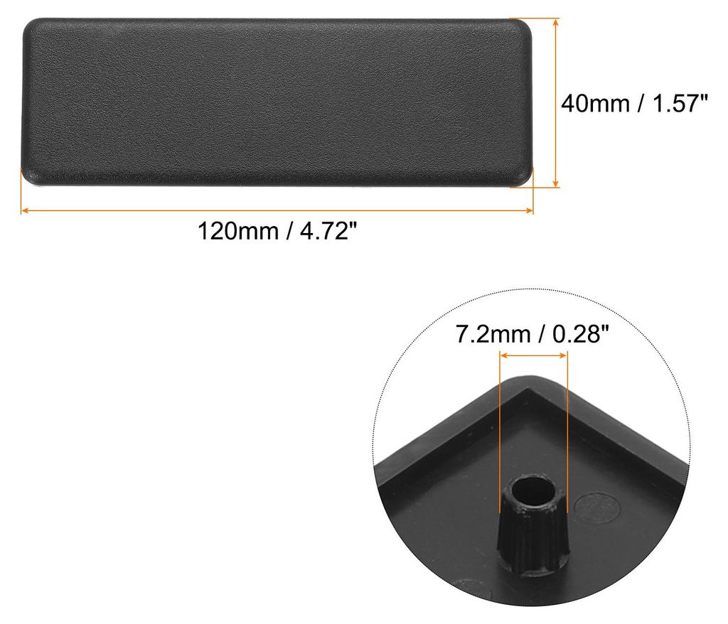 10 Stš¹ck Standard Kunststoff Rechteck Aluminium Profil Endkappe Schwarz 120x40mm fš¹r Trolley, Fischtankregal, Lagerregal
