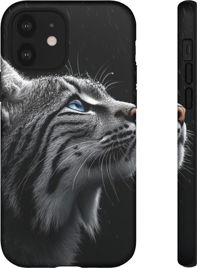 Schwarz-weißer Luchs mit blauen Augen – Hülle Kompatibel mit iPhone 12