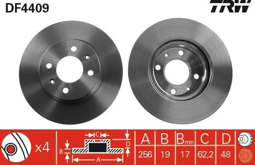 Disque de frein TRW DF4409 pour Hyundai Getz idéal pour trajet urbain