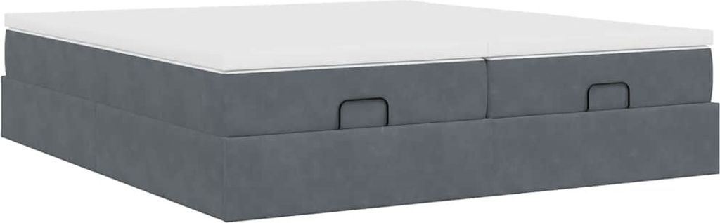 "WINTER SALE"Ottoman-Bett Modernes/Doppelbett - Polsterbett Erwachsene/r /Kind - mit Matratzen Dunkelgrau 180x200cm Samt - Klassische Betten NeuMö...