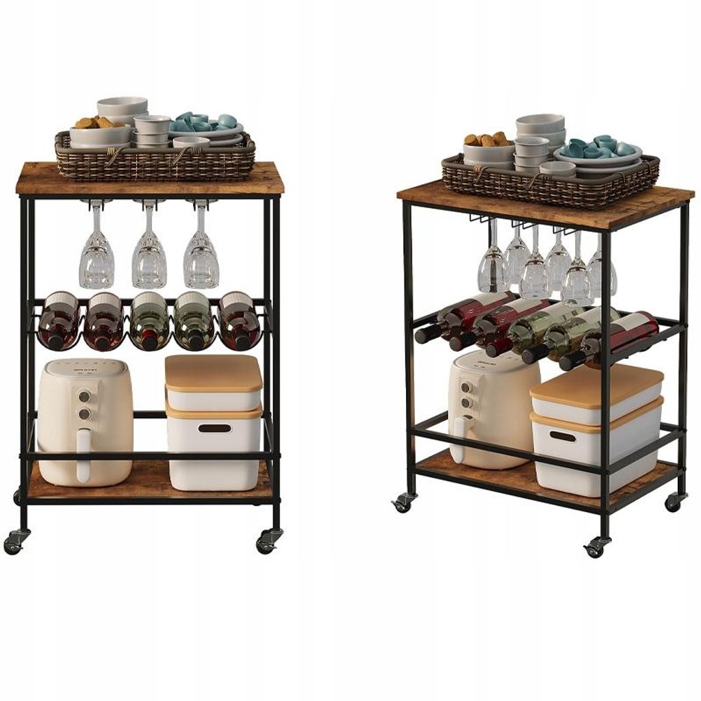 Rollschrank in rustikalem Braun – Beistelltisch, Regal, Produktbild 