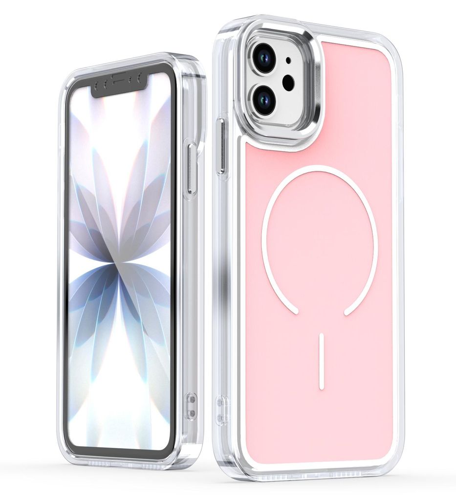 Magnetische Hülle für iPhone 11, Dünn Klare Stoßfest Handyhülle, Kompatibel mit MagSafe Pink